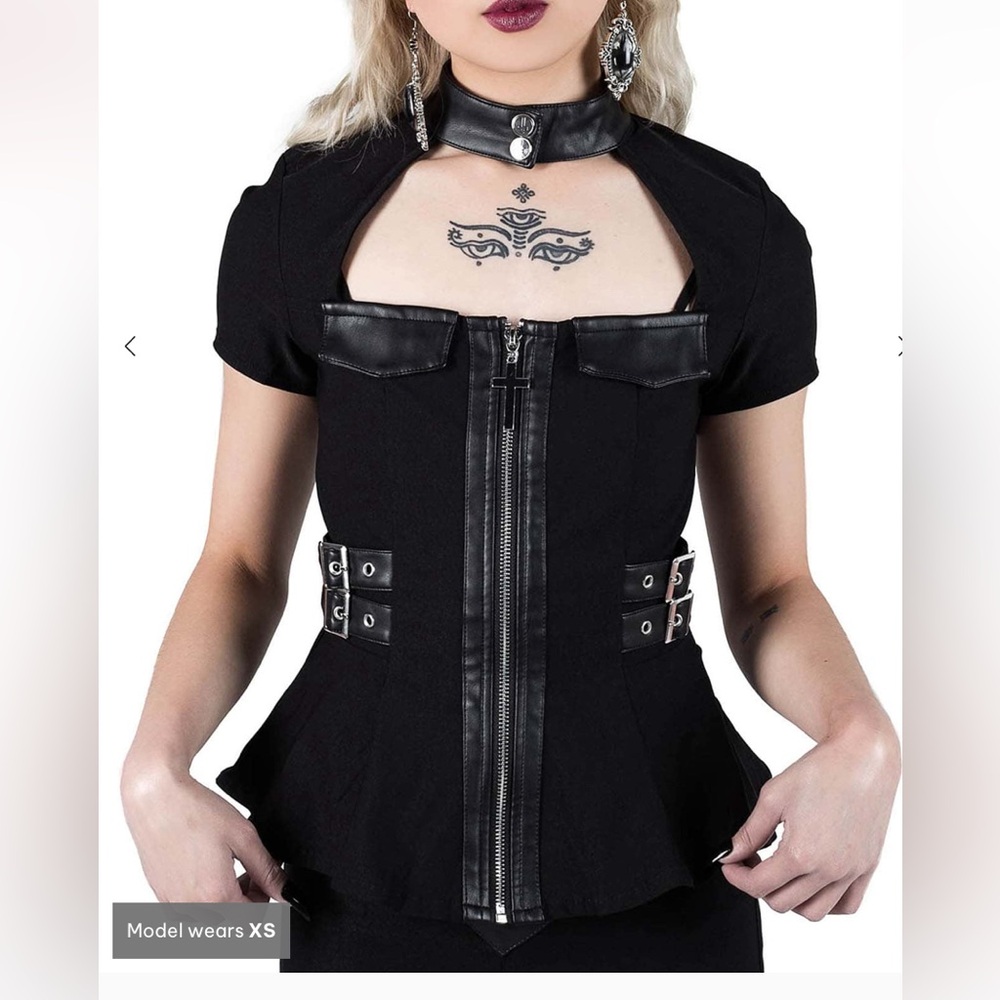 KILLSTAR Dark enterprise pinstripe top Sz. XL